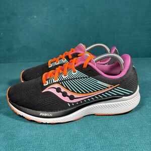 Saucony Guide 14 Women’s Size 9 Running Shoes Black Pink Orange PWRRUN Athletic